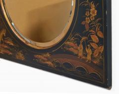 Chinoiserie Ebonized Two Tiered Pagoda Topped Mirror - 4685395