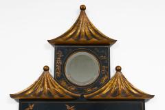 Chinoiserie Ebonized Two Tiered Pagoda Topped Mirror - 4685397