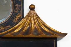 Chinoiserie Ebonized Two Tiered Pagoda Topped Mirror - 4685399