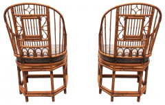 Chinoiserie English Bamboo Cane Pair Armchairs Manner of Brighton Pavilion - 2699665