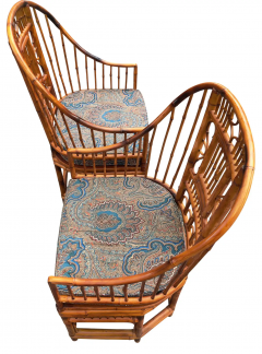Chinoiserie English Bamboo Cane Pair Armchairs Manner of Brighton Pavilion - 2699680