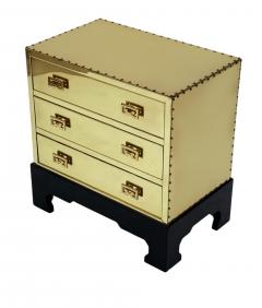 Chinoiserie Hollywood Regency Polished Brass Chest of Drawers or Petite Cabinet - 4286485