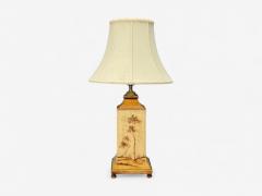 Chinoiserie Painted Wood Brass Table Lamp USA 1960s - 4308389
