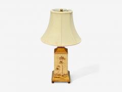 Chinoiserie Painted Wood Brass Table Lamp USA 1960s - 4308390