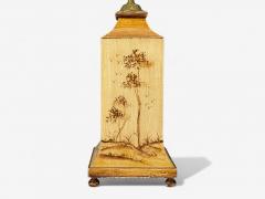 Chinoiserie Painted Wood Brass Table Lamp USA 1960s - 4308391