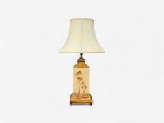 Chinoiserie Painted Wood Brass Table Lamp USA 1960s - 4308393