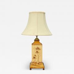 Chinoiserie Painted Wood Brass Table Lamp USA 1960s - 4310032