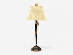 Chinoiserie Painted Wood Gilt Ebonized Table Lamps USA 1970s - 4308164