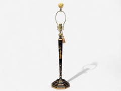 Chinoiserie Painted Wood Gilt Ebonized Table Lamps USA 1970s - 4308167