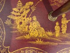 Chinoiserie Red Japanned Floor Lamp Wood Brass - 4505035