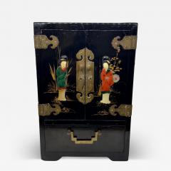 Chinoiserie Style Black Lacquered Jewlery Chest or Cabinet - 3571209