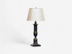 Chinoiserie Style Ebonized Wood Gilt Table Lamps USA 1960s - 4149422