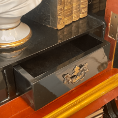 Chinoiseries Red Lacquered Bureau Abattant France XX century - 3815384