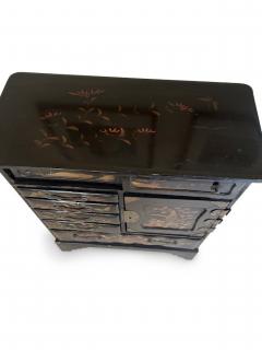 Chinses Black Lacquered Miniature Jewelry Cabinet - 4661724