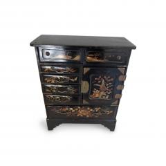 Chinses Black Lacquered Miniature Jewelry Cabinet - 4718110