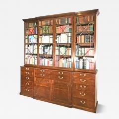 Chippendale Period Mahogany Secretaire Breakfront Bookcase - 4483601