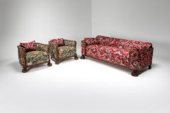 Chippendale Style Armchairs with Claw Feet Pierre Frey Jacquard 1900s - 1931245