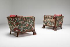 Chippendale Style Armchairs with Claw Feet Pierre Frey Jacquard 1900s - 1931250