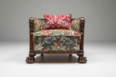 Chippendale Style Armchairs with Claw Feet Pierre Frey Jacquard 1900s - 1931252