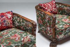 Chippendale Style Armchairs with Claw Feet Pierre Frey Jacquard 1900s - 1931254