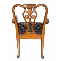 Chippendale Style Carved Mahogany Tufted Leather Desk or Side Armchair - 4541936