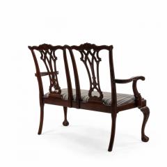 Chippendale Style Mahogany Loveseat with Striped Upholstery - 1418164