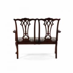 Chippendale Style Mahogany Loveseat with Striped Upholstery - 1418165