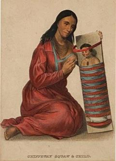 Chippeway Squaw Child McKenney Hall Lithograph of a Native American - 2002940