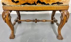 Chippindale Style Leopard Upholstered Foot Stool Bench Claw Feet Cabriole Legs - 2507877