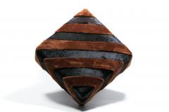 Chocolate Shearling Black Cowhide Zig Zag Ottoman by Interior Motives - 4455309