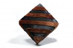 Chocolate Shearling Black Cowhide Zig Zag Ottoman by Interior Motives - 4455313