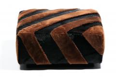 Chocolate Shearling Black Cowhide Zig Zag Ottoman by Interior Motives - 4455315