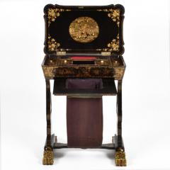 Chonoiserie Ebonized and Gilt Lacquered Sewing Work Table Mid 19th C  - 152800