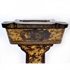 Chonoiserie Ebonized and Gilt Lacquered Sewing Work Table Mid 19th C  - 152804