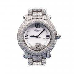 Chopard 18k White Gold Happy Sport 26mm Ladies Diamond Quartz Bracelet Watch - 3644941