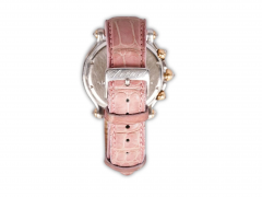 Chopard Happy Sport Pink Diamond 40mm Ladies 18K Gold Watch With Pouch Papers - 3643458