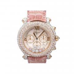 Chopard Happy Sport Pink Diamond 40mm Ladies 18K Gold Watch With Pouch Papers - 3644942