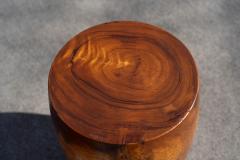Chris Lehrecke Pair Vintage Turned Solid Teak Drum Side Tables or Stools Studio Made - 4317360