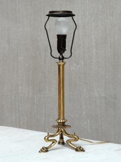 Christian Gottlieb Vilhelm Bissen Pair of Vilhelm Bissen Attributed Brass Lamps with Lion s Paw Feet Denmark - 4618547