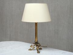 Christian Gottlieb Vilhelm Bissen Pair of Vilhelm Bissen Attributed Brass Lamps with Lion s Paw Feet Denmark - 4618549