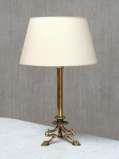 Christian Gottlieb Vilhelm Bissen Pair of Vilhelm Bissen Attributed Brass Lamps with Lion s Paw Feet Denmark - 4618552