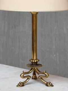 Christian Gottlieb Vilhelm Bissen Pair of Vilhelm Bissen Attributed Brass Lamps with Lion s Paw Feet Denmark - 4618553