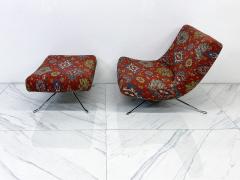 Christian Gottlob Werner Ligne Roset Pop Chair and Ottoman in Vintage Ralph Lauren Ibiza Fabric - 4054511