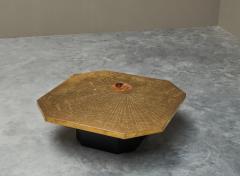 Christian Krekels Christian Krekels Art Coffee Table in Inlaid Brass and Agate Belgium 1989 - 4528458