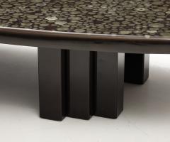 Christian Krekels Christian Krekels Black Rectangular Coffee Table Inlaid With Minerals - 3719470