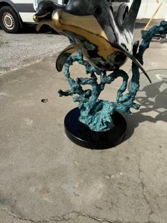 Christian Lassen Signed 15 75 Limited Edition Bronze Dolphins Swimming Table - 4438189