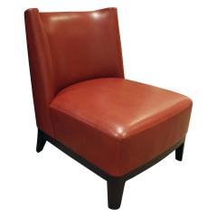 Christian Liaigre Christian Liaigre Pair of Elegant Red Leather Slipper Chairs 2000s signed  - 693960