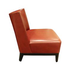 Christian Liaigre Christian Liaigre Pair of Elegant Red Leather Slipper Chairs 2000s signed  - 693965