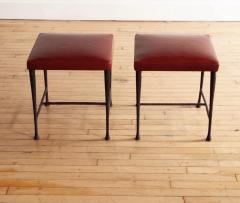 Christian Liaigre Pair of Christian Liaigre Sudd Stools Red Leather - 4617335