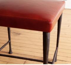 Christian Liaigre Pair of Christian Liaigre Sudd Stools Red Leather - 4617336